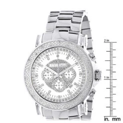 Oversized Men's 0.25ct Diamond White Dial Luxurman Escalade Chronograph Watch -H'Hen Sale Store oversized mens diamond watch 025ct white mop luxurman escalade chronograph ruler