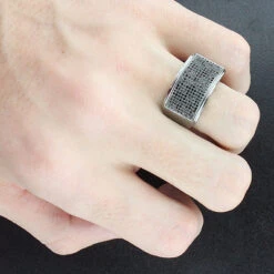 Men's Pave Black Diamond Ring 10K Black Plated Gold Band 0.68ct -H'Hen Sale Store pave black diamond ring 10k 068ct p 42278bod