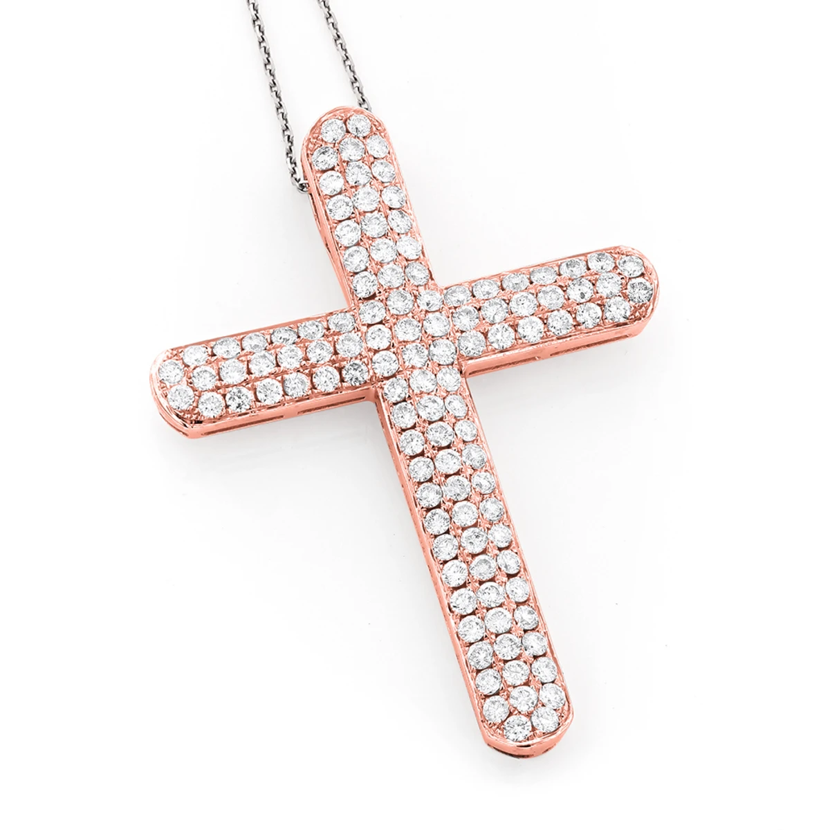 Pave Diamond Cross Pendant 4 Carats 14K White Gold 5 Pave Diamond Cross Pendant 4 Carats 14K White Gold - Image 3