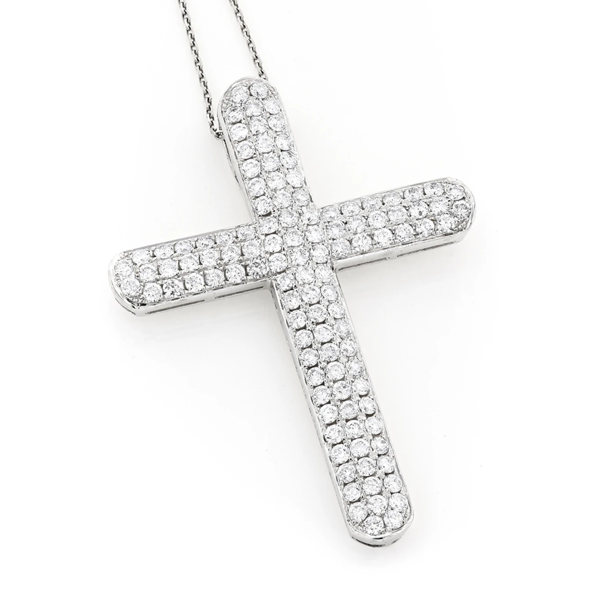 Pave Diamond Cross Pendant 4 Carats 14K White Gold 3 Pave Diamond Cross Pendant 4 Carats 14K White Gold