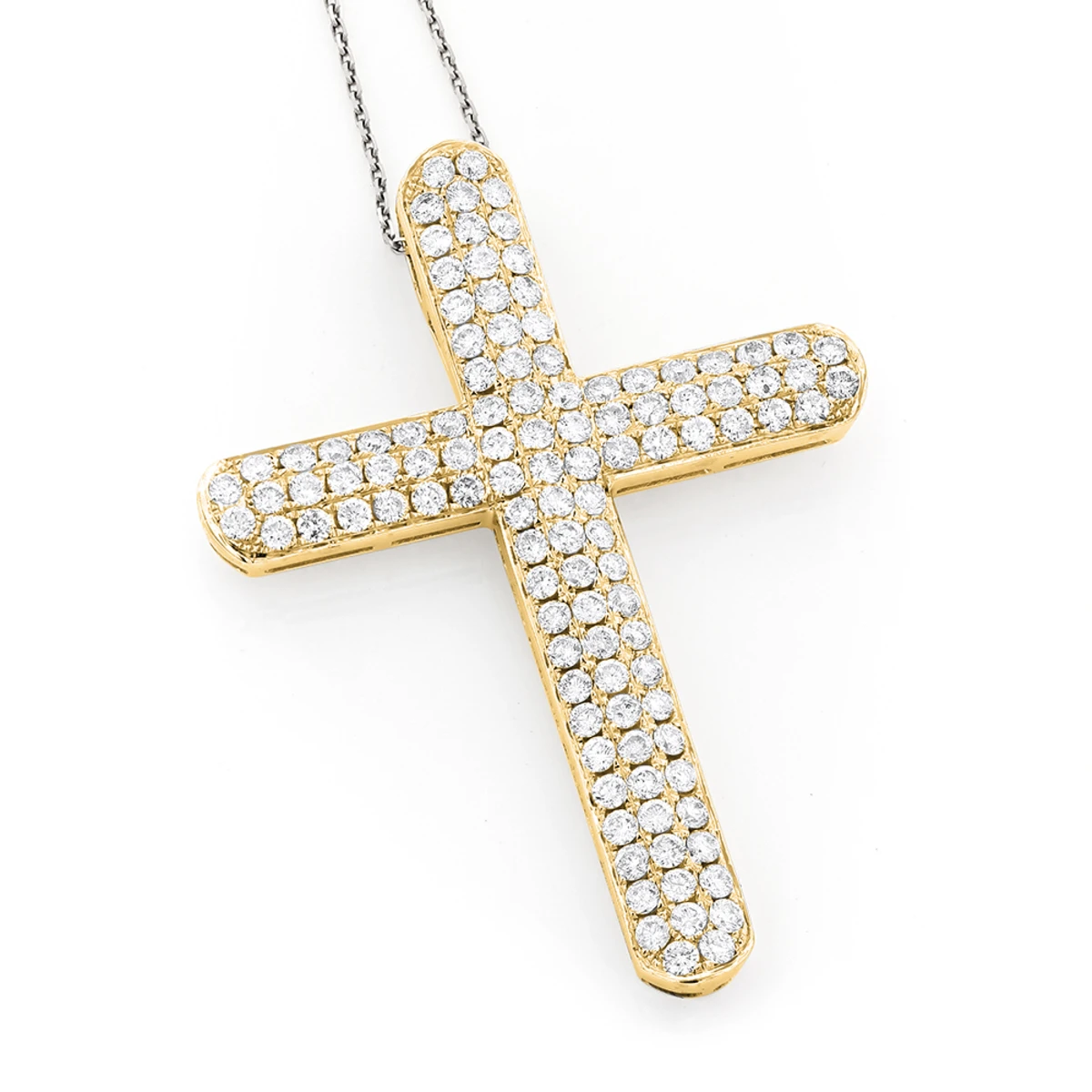 Pave Diamond Cross Pendant 4 Carats 14K White Gold 4 Pave Diamond Cross Pendant 4 Carats 14K White Gold - Image 2