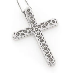 Pave Diamond Cross Pendant 4 Carats 14K White Gold 10 Pave Diamond Cross Pendant 4 Carats 14K White Gold -H'Hen Sale Store pave diamond cross pendant 406ct 14k p 40962back