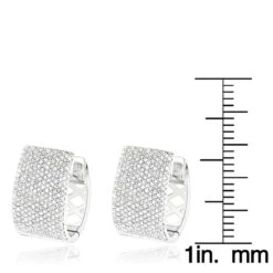 Pave Diamond Earrings For Women 14K White Gold 1 Carat Small Wide Hoops 13 Pave Diamond Earrings For Women 14K White Gold 1 Carat Small Wide Hoops -H'Hen Sale Store pave diamond earrings 14k 121ct p 42081 rulerwh