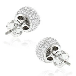 Pave Diamond Earrings 14K White Gold Studs 1.32ct -H'Hen Sale Store pave diamond earrings 14k 132ct p 41203 backwh
