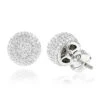 Pave Diamond Earrings 14K White Gold Studs 1.32ct