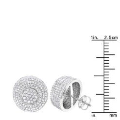 Large 14K White Gold Studs Pave Diamond Earrings 2.3ct -H'Hen Sale Store pave diamond earrings 14k 230ct p 41206 rulerwh