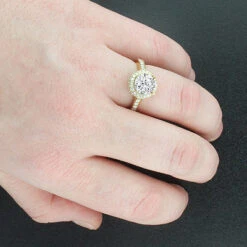 Halo Pave Diamond Engagement Ring Setting 0.88ct -H'Hen Sale Store pave diamond engagement ring setting 088ct p 41168bod