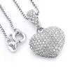 Pave Diamond Heart Pendant 0.48ct Sterling Silver
