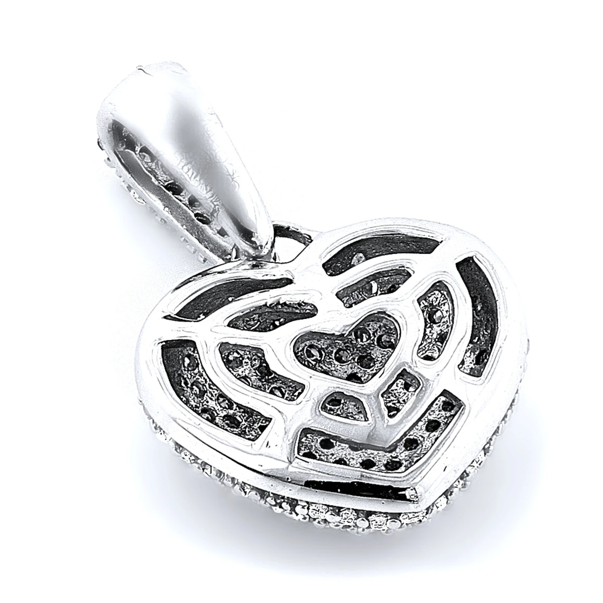 Pave Diamond Heart Pendant 0.48ct Sterling Silver 4 Pave Diamond Heart Pendant 0.48ct Sterling Silver - Image 2