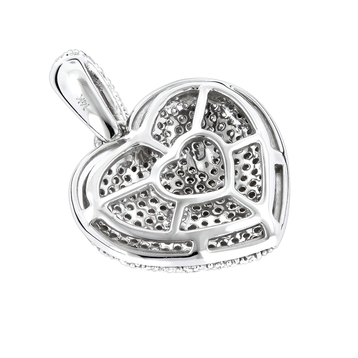 1 Carat Pave Diamond Heart Pendant 14K White Gold 6 1 Carat Pave Diamond Heart Pendant 14K White Gold - Image 4