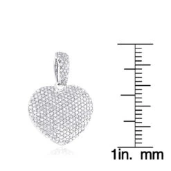 1 Carat Pave Diamond Heart Pendant 14K White Gold 13 1 Carat Pave Diamond Heart Pendant 14K White Gold -H'Hen Sale Store pave diamond heart pendant 14k gold 113ct p 22303 rulerwh