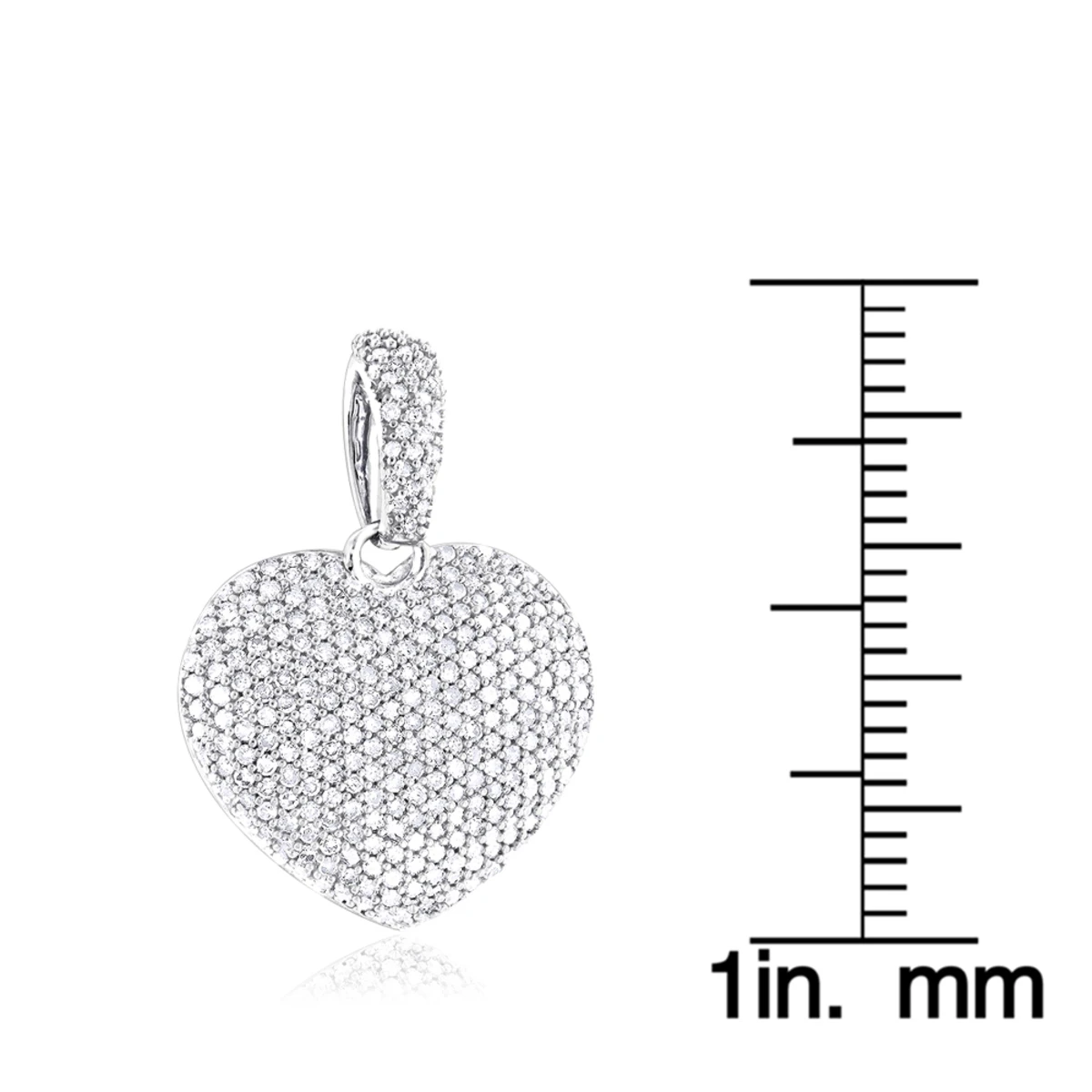1 Carat Pave Diamond Heart Pendant 14K White Gold 8 1 Carat Pave Diamond Heart Pendant 14K White Gold - Image 6