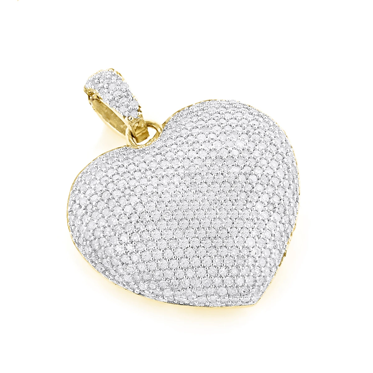 Pave Diamond Heart Pendant 14K Yellow Gold 2 Carats 3 Pave Diamond Heart Pendant 14K Yellow Gold 2 Carats