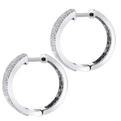 Pave Diamond Hoop Earrings 1.75ct 14K White Gold -H'Hen Sale Store pave diamond hoop earrings 195ct 14k p 42950 backwh