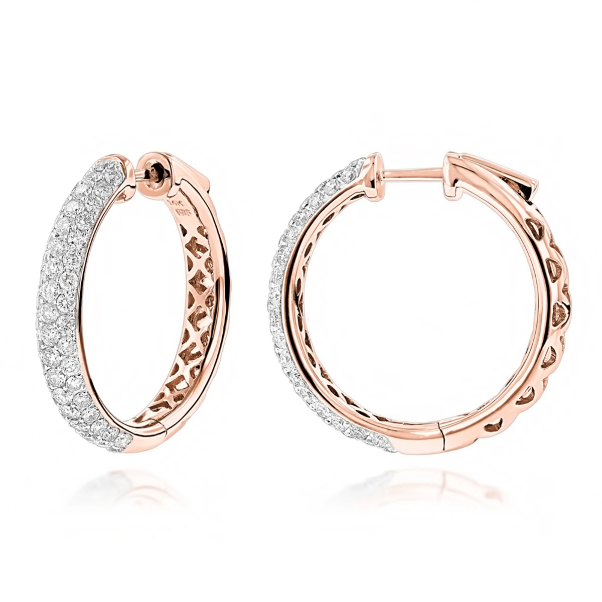 Pave Diamond Hoop Earrings 2.45ct 5 Pave Diamond Hoop Earrings 2.45ct - Image 3