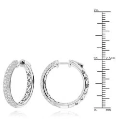 Pave Diamond Hoop Earrings 2.45ct 12 Pave Diamond Hoop Earrings 2.45ct -H'Hen Sale Store pave diamond hoop earrings 245ct p 40635 rulerwh