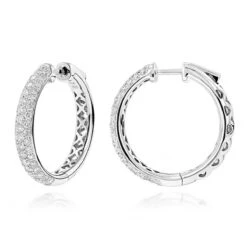Pave Diamond Hoop Earrings 2.45ct