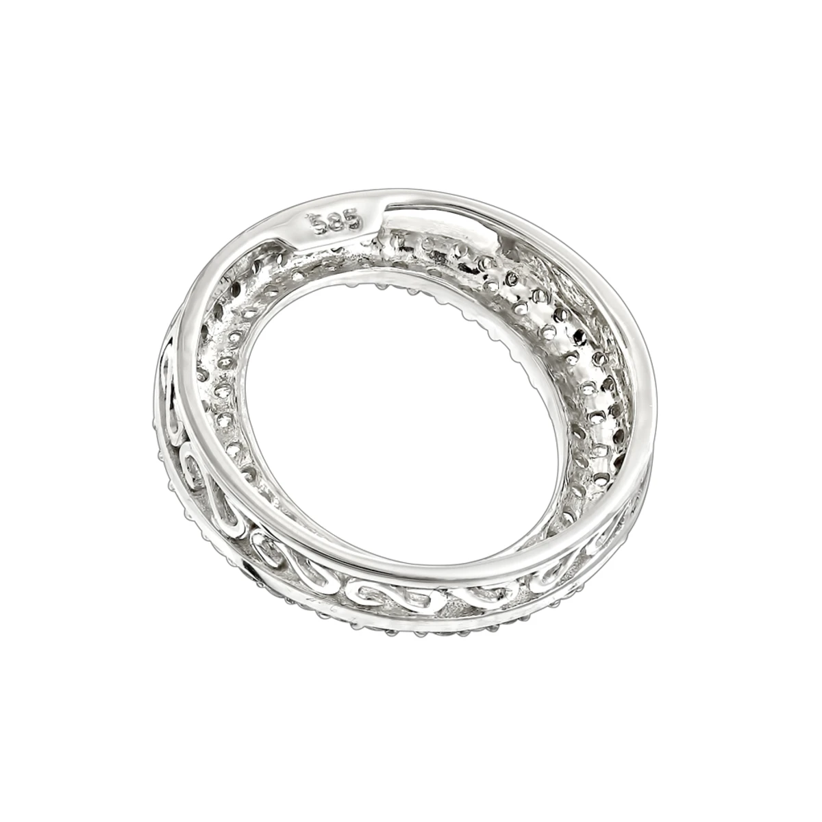 Pave 14K White Gold Diamond Circle Pendant 0.4ct 6 Pave 14K White Gold Diamond Circle Pendant 0.4ct - Image 4