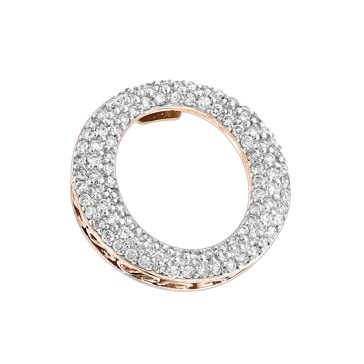 Pave 14K White Gold Diamond Circle Pendant 0.4ct 5 Pave 14K White Gold Diamond Circle Pendant 0.4ct - Image 3