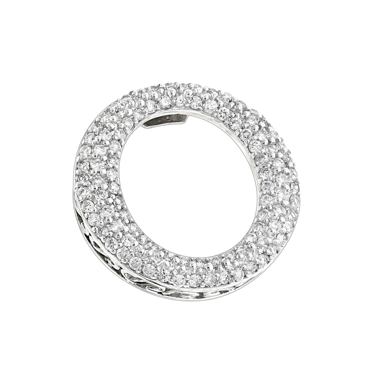 Pave 14K White Gold Diamond Circle Pendant 0.4ct 3 Pave 14K White Gold Diamond Circle Pendant 0.4ct