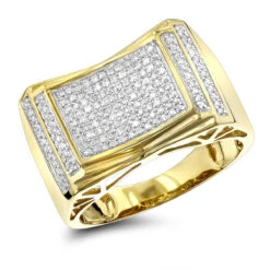 Pave Diamond Ring For Men 10K Yellow Gold White Gold Rose Gold 1/2ct