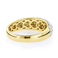 14K Yellow Gold Ladies Round Pave Diamond Wedding Band 1.52ct -H'Hen Sale Store pave diamond rings 14k round diamond band 152ct p 35711 backye