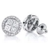 Pave Diamond Stud Cluster Earrings 1.46ct 14K White Gold