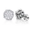 Pave Diamond Stud Earrings 0.9ct 14K White Gold