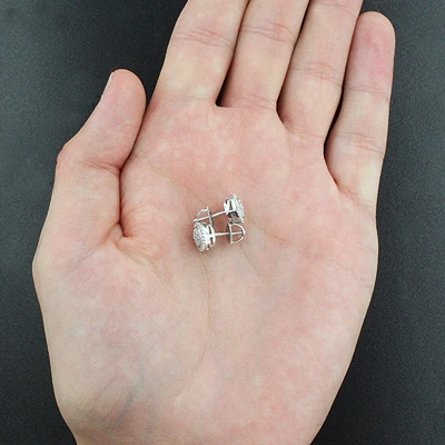 Pave Diamond Stud Earrings In Sterling Silver 0.26ct 4 Pave Diamond Stud Earrings In Sterling Silver 0.26ct - Image 2