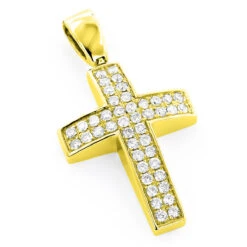 Pave 14K White Gold Diamond Cross Pendant 0.5ct Gold -H'Hen Sale Store pave gold diamond cross pendant 05ct 14k ye