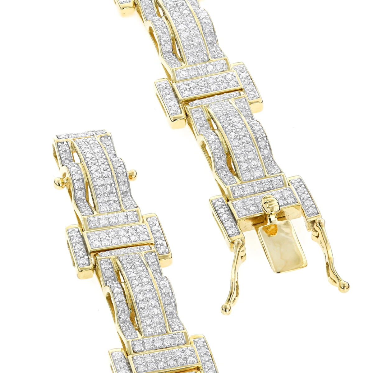 Pave Real Diamond Bracelet For Men 10K Yellow Gold 3.18ct 6 Pave Real Diamond Bracelet For Men 10K Yellow Gold 3.18ct - Image 4