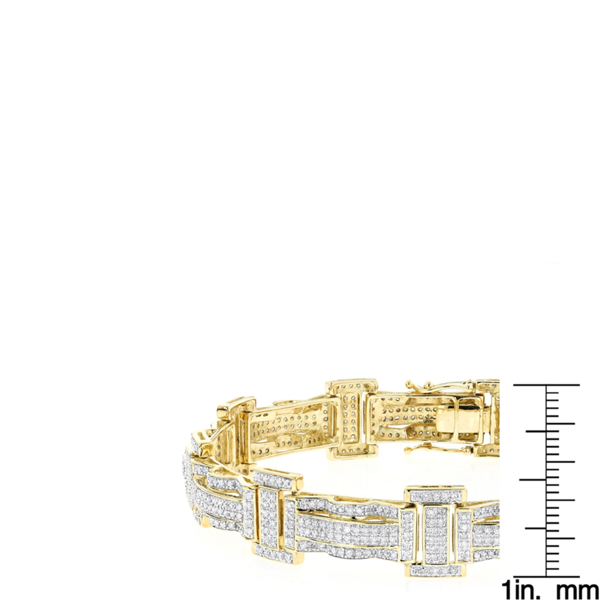 Pave Real Diamond Bracelet For Men 10K Yellow Gold 3.18ct 8 Pave Real Diamond Bracelet For Men 10K Yellow Gold 3.18ct - Image 6