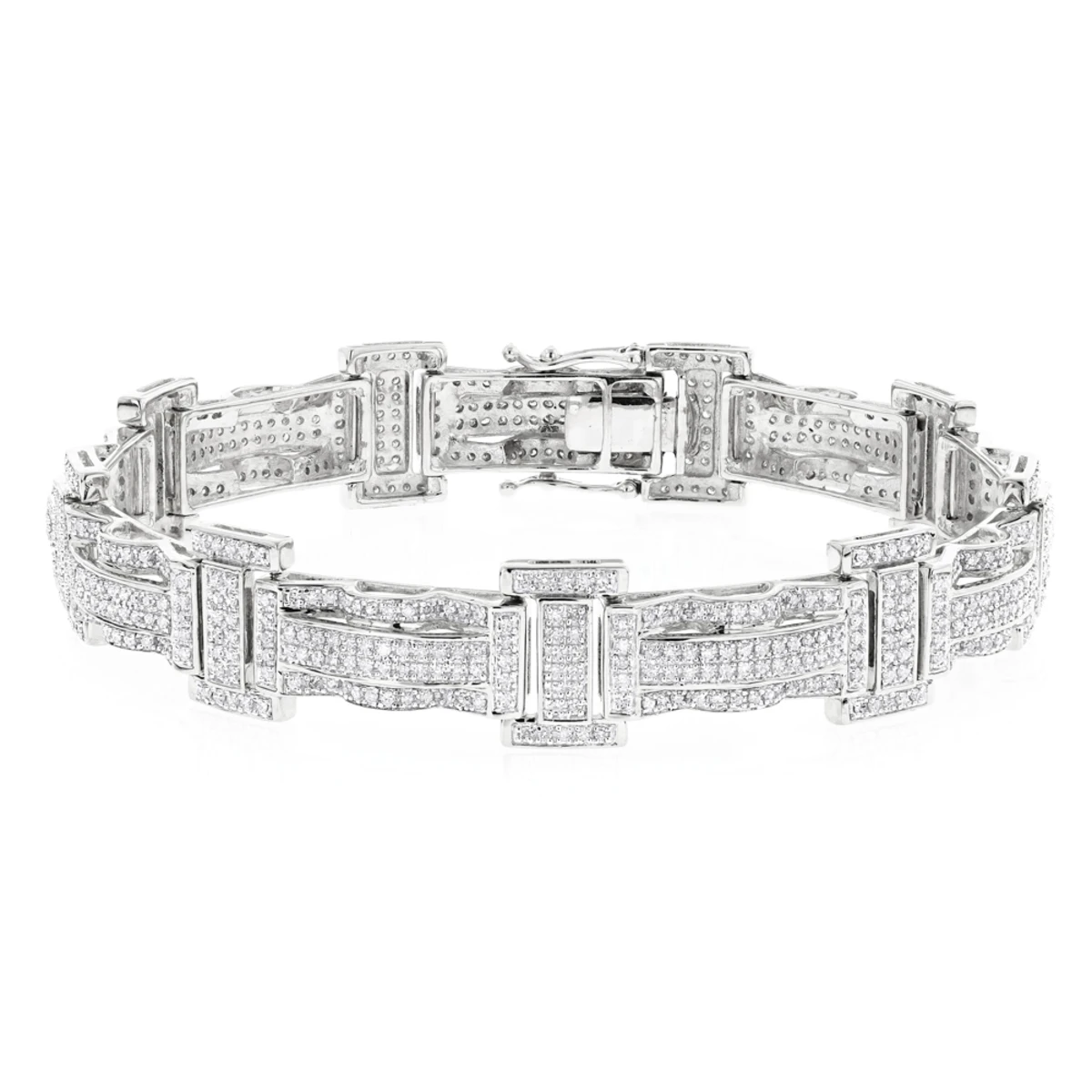 Pave Real Diamond Bracelet For Men 10K Yellow Gold 3.18ct 4 Pave Real Diamond Bracelet For Men 10K Yellow Gold 3.18ct - Image 2