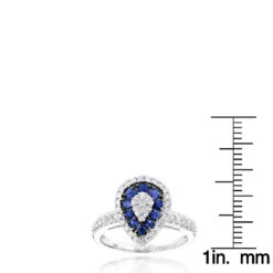Pear Shape Design Sapphire And Diamond Engagement Ring For Women 1 Carat TW 11 Pear Shape Design Sapphire And Diamond Engagement Ring For Women 1 Carat TW -H'Hen Sale Store pear shape design sapphire and diamond engagement ring for women 1 carat tw rulerwh