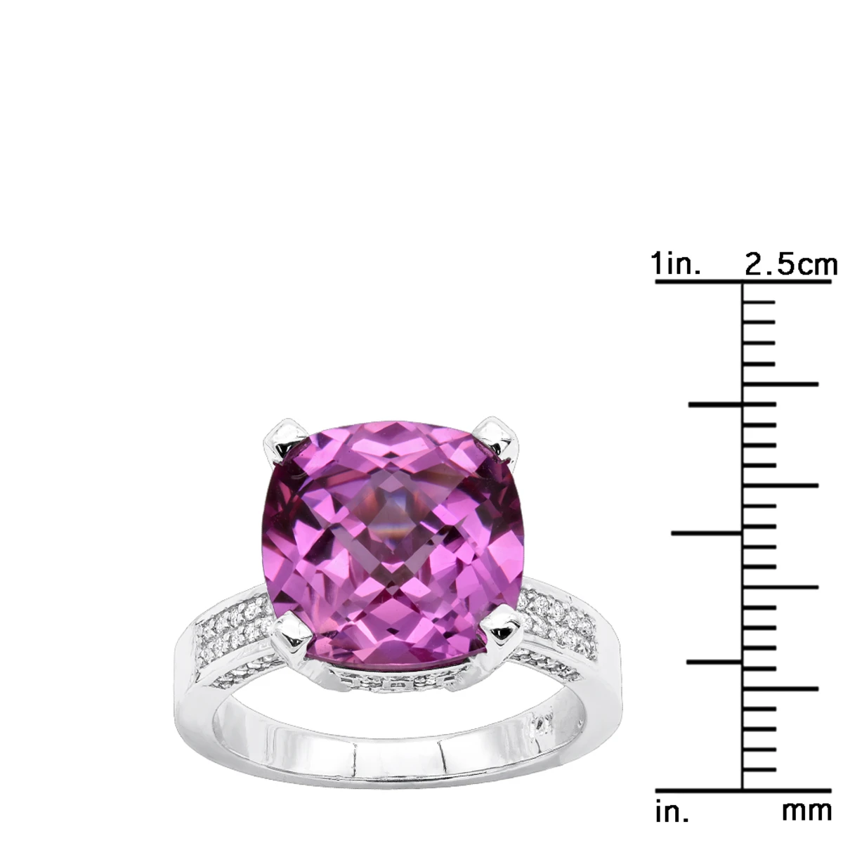 Pink Sapphire 0.55ct Diamond 14K White Gold Cocktail Ring For Women 10 Pink Sapphire 0.55ct Diamond 14K White Gold Cocktail Ring For Women - Image 8