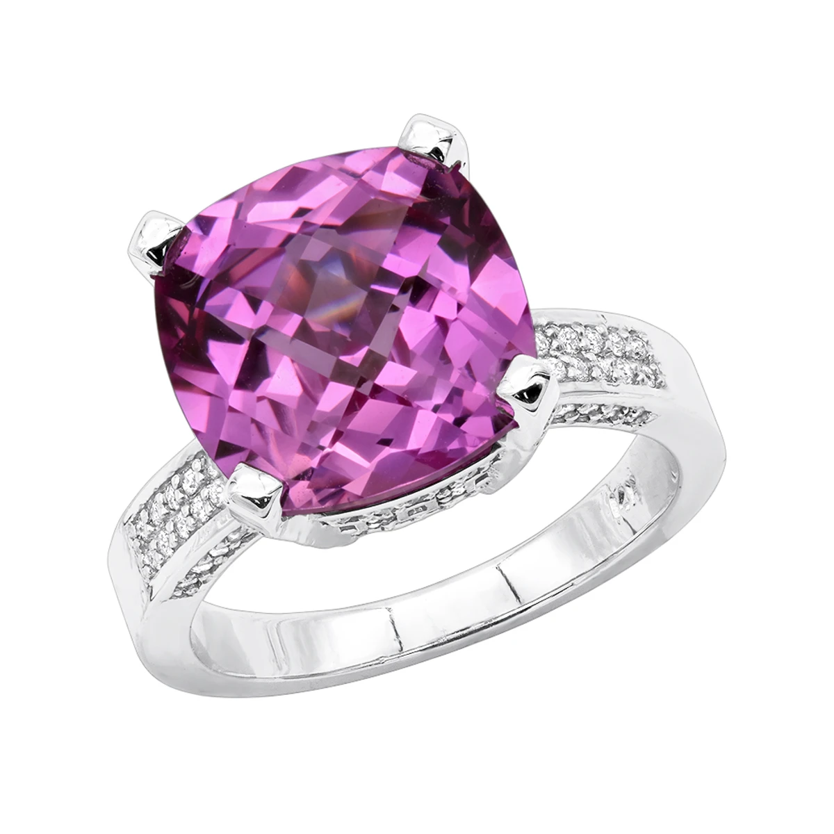 Pink Sapphire 0.55ct Diamond 14K White Gold Cocktail Ring For Women 3 Pink Sapphire 0.55ct Diamond 14K White Gold Cocktail Ring For Women