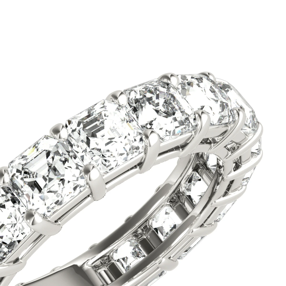 Platinum Asscher Cut Diamond Eternity Ring Anniversary Band For Women 6ct 6 Platinum Asscher Cut Diamond Eternity Ring Anniversary Band For Women 6ct - Image 4