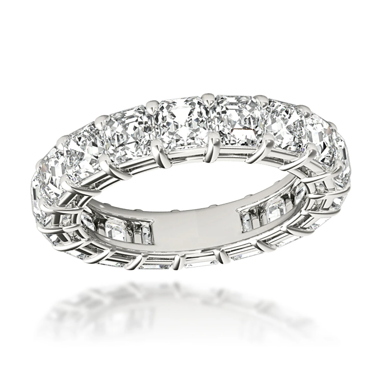 Platinum Asscher Cut Diamond Eternity Ring Anniversary Band For Women 6ct 3 Platinum Asscher Cut Diamond Eternity Ring Anniversary Band For Women 6ct