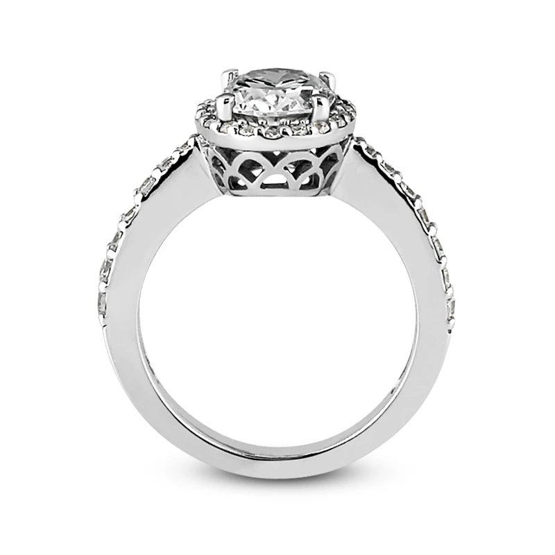 Platinum Halo Oval Diamond Engagement Ring 1.36ct 5 Platinum Halo Oval Diamond Engagement Ring 1.36ct - Image 3