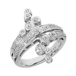 Platinum Diamond Right Hand Women's Ring 0.36ct 24.3mm