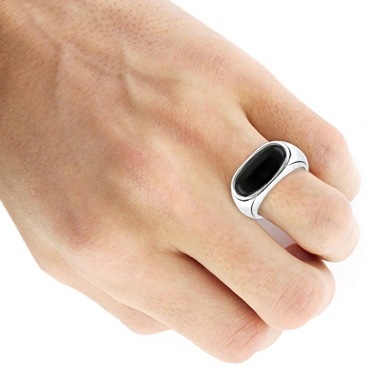 Platinum Men's Black Onyx Ring 8.9mm 5 Platinum Men's Black Onyx Ring 8.9mm - Image 3
