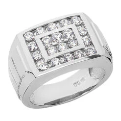 Platinum Men's Diamond Ring (20 Diamonds) 0.78ct