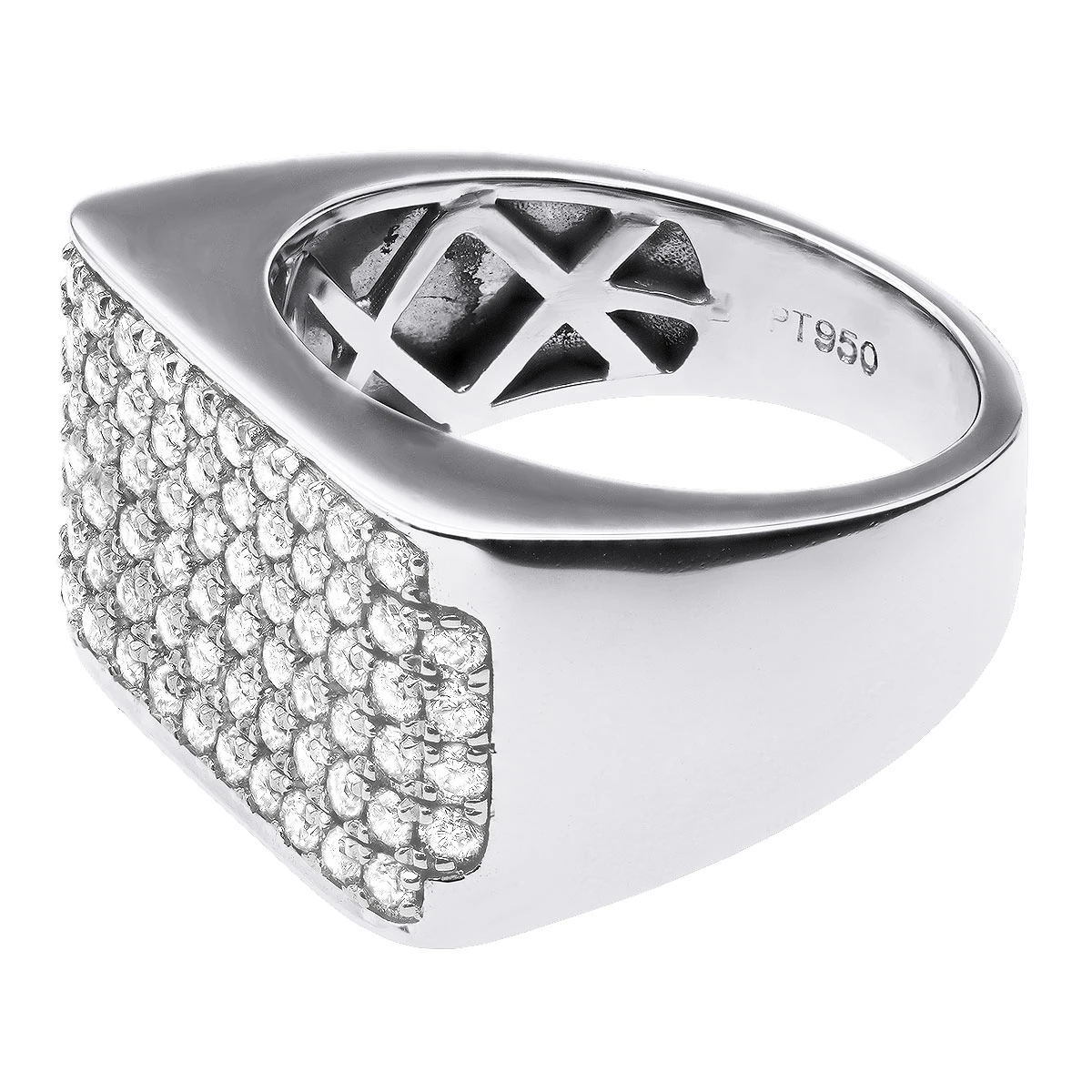 Platinum Men's Diamond Ring Unique Wedding Band 2 Carats Round Cut Diamonds 4 Platinum Men's Diamond Ring Unique Wedding Band 2 Carats Round Cut Diamonds - Image 2