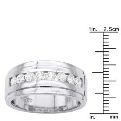 Platinum Men's Diamond Wedding Band 10mm Wide 1.5 Carats VS Diamonds Ring -H'Hen Sale Store platinum mens diamond wedding band 10mm wide 15 carats vs diamonds 018154 ruler