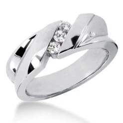Platinum Men's 3 Stone Diamond Wedding Ring 0.24ct
