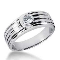 Platinum Men's Single Diamond Wedding Ring 0.25ct