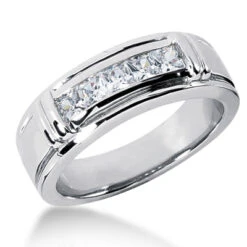 Platinum Men's Diamond Wedding Ring 0.85ct