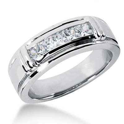 Platinum Men's Diamond Wedding Ring 0.85ct 3 Platinum Men's Diamond Wedding Ring 0.85ct