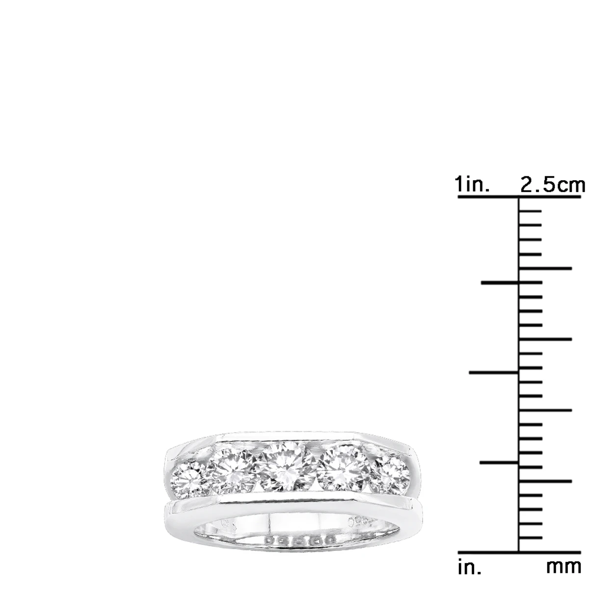 5 Stone Platinum Men's Diamond Wedding Ring 2.45ct VS Anniversary Band 6 5 Stone Platinum Men's Diamond Wedding Ring 2.45ct VS Anniversary Band - Image 4