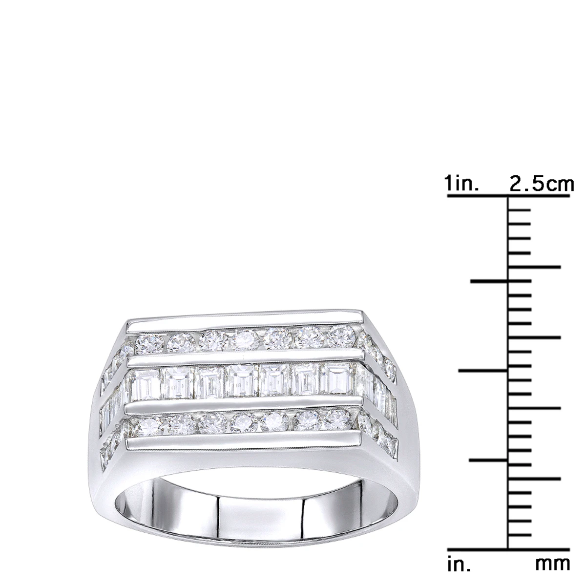 Platinum Men's Round & Baguette Diamonds Ring 1.60ct 5 Platinum Men's Round & Baguette Diamonds Ring 1.60ct - Image 3